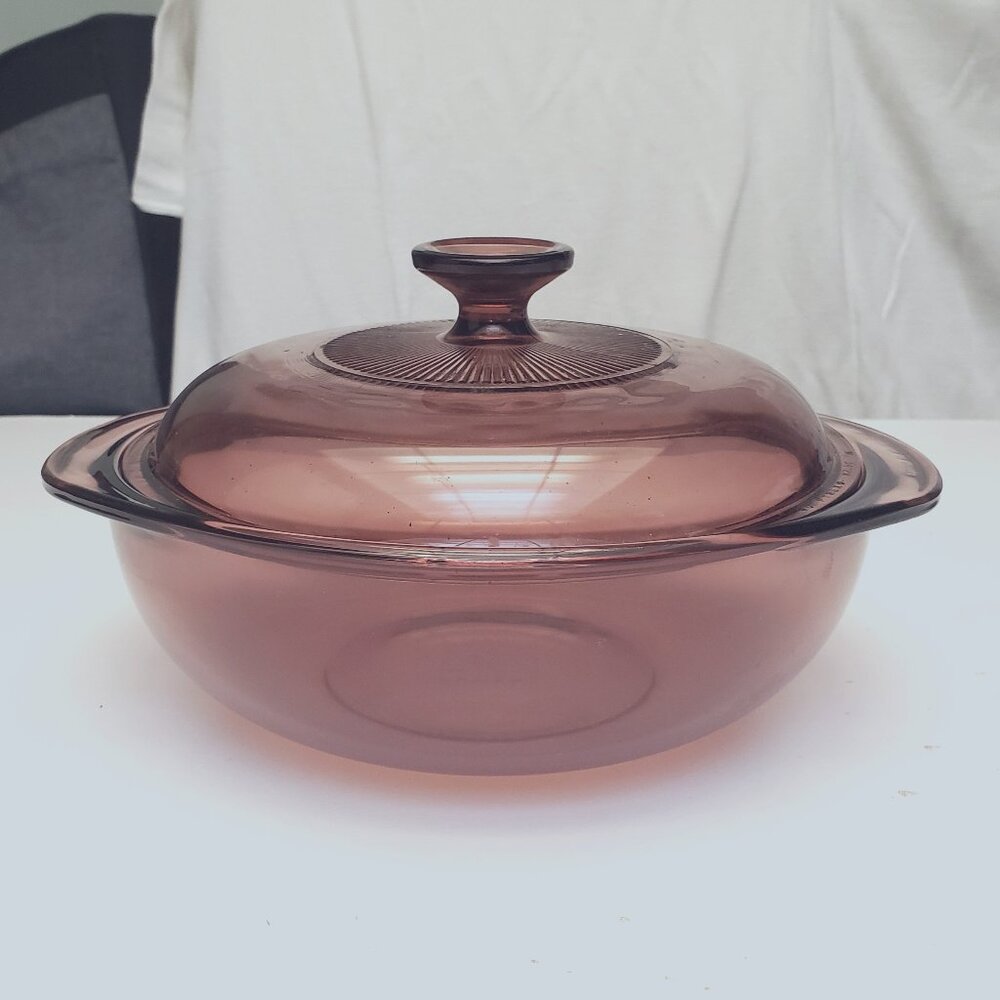 Cranberry Pyrex bowl